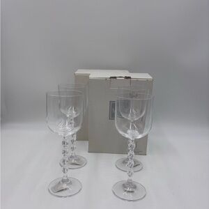 Mikasa Venetian Pearls Crystal Wine Glasses Goblets- Set of 4 in Boxes